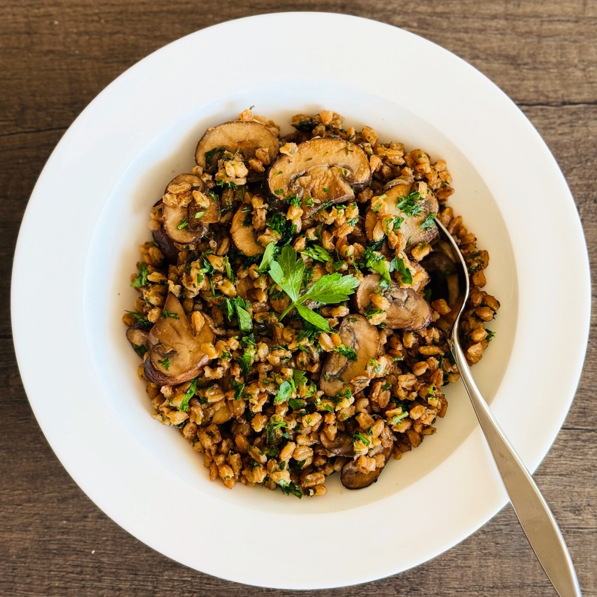 Mushroom Farro Pilaf